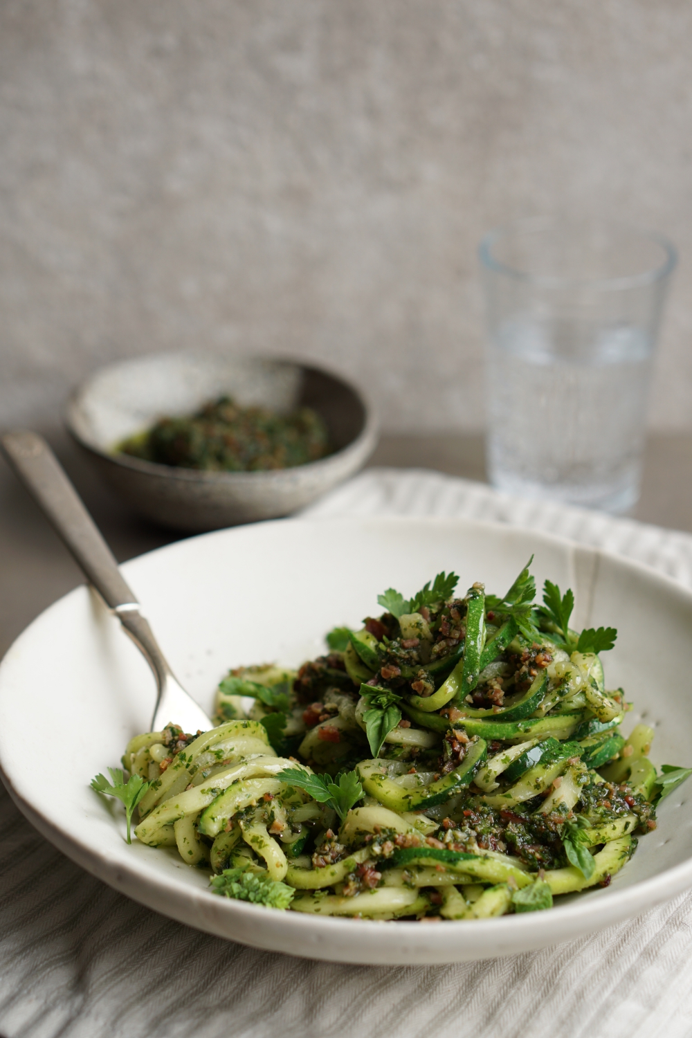 Zucchini Pasta with Bacon Pesto - Autoimmune Wellness