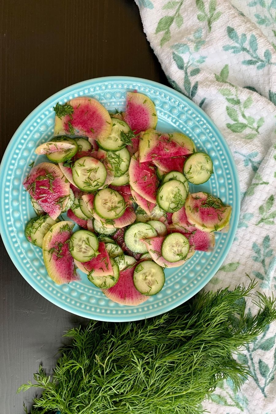 Watermelon radish and cucumber salad from above. 