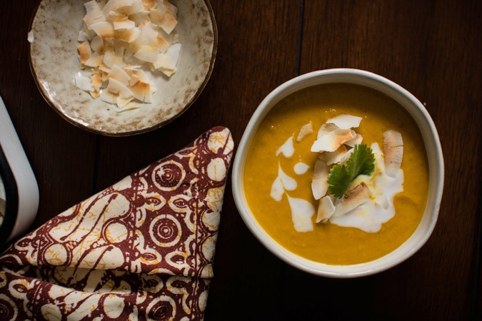 Curried Squash Soup on table